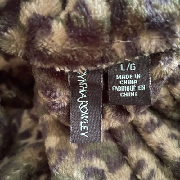Cynthia Rowley Camo Leopard Print Hooded Robe Size Large - Picture 6 of 7